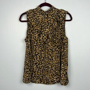 Who What Wear large animal print ruffle chest sleeveless blouse